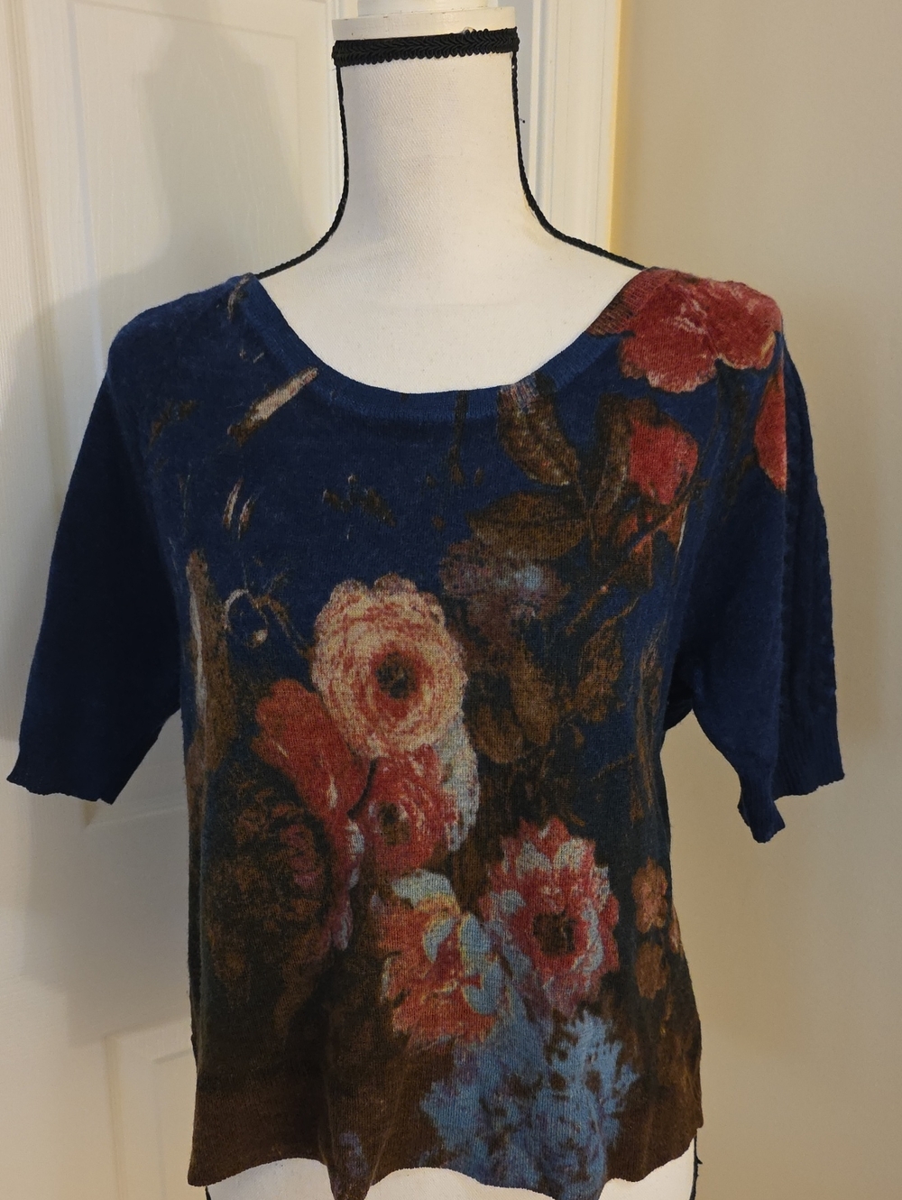 Free People Floral Short-Sleeve Women's Light Wool Top